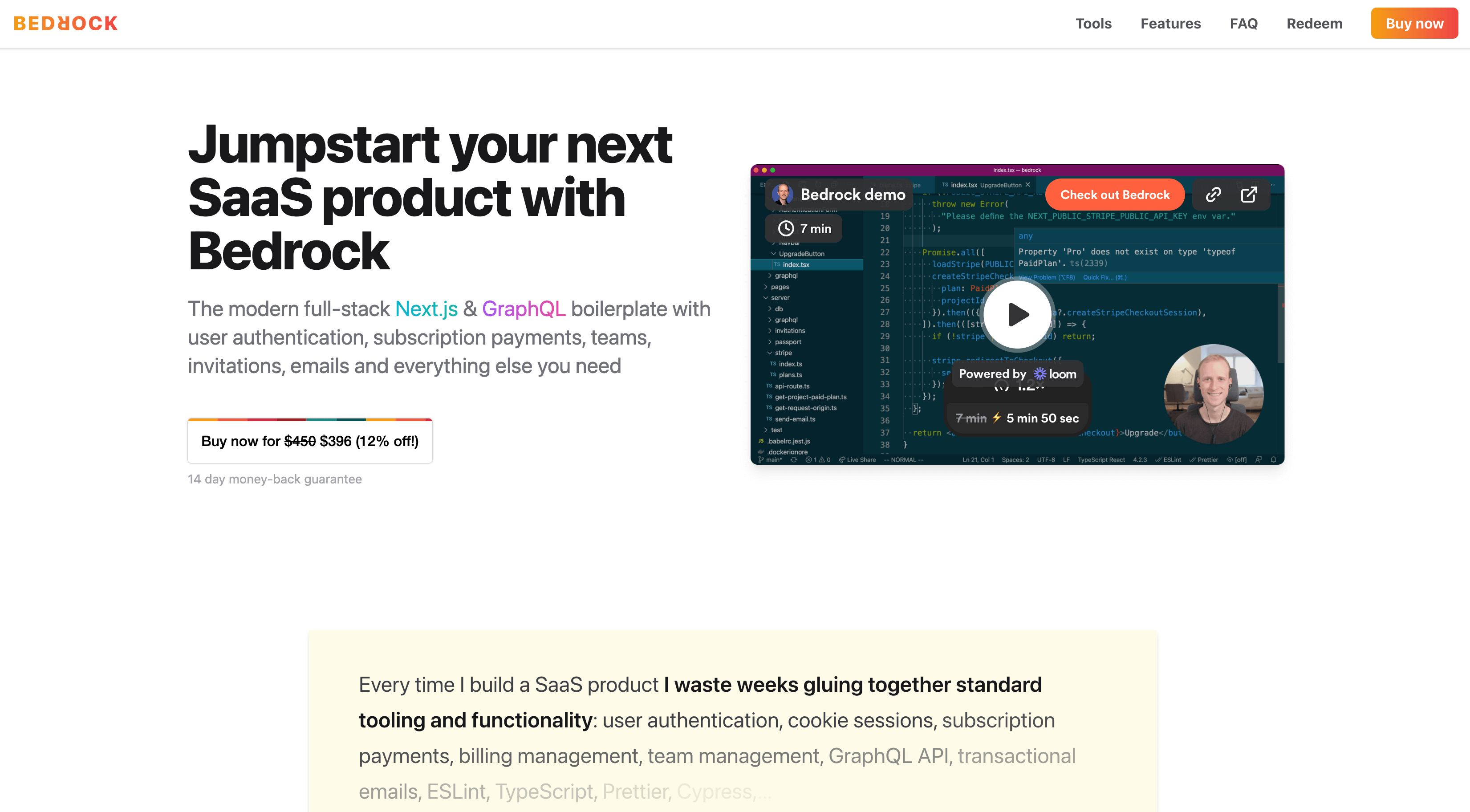 Screenshot du boilerplate SaaS Bedrock