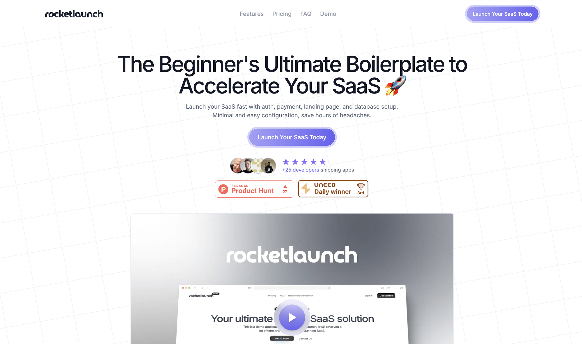 Screenshot du boilerplate SaaS Rocketlaunch